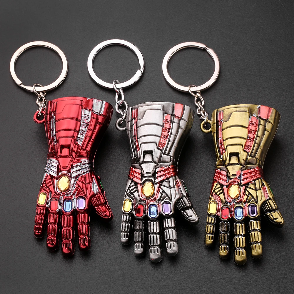 Color: GRAY, Ships From: CHINA - Avengers Thanos Infinity Gauntlet Keychain Disney Superhero Iron Man Infinity Gloves Keyrings Car Pendant Key Holder Accessories