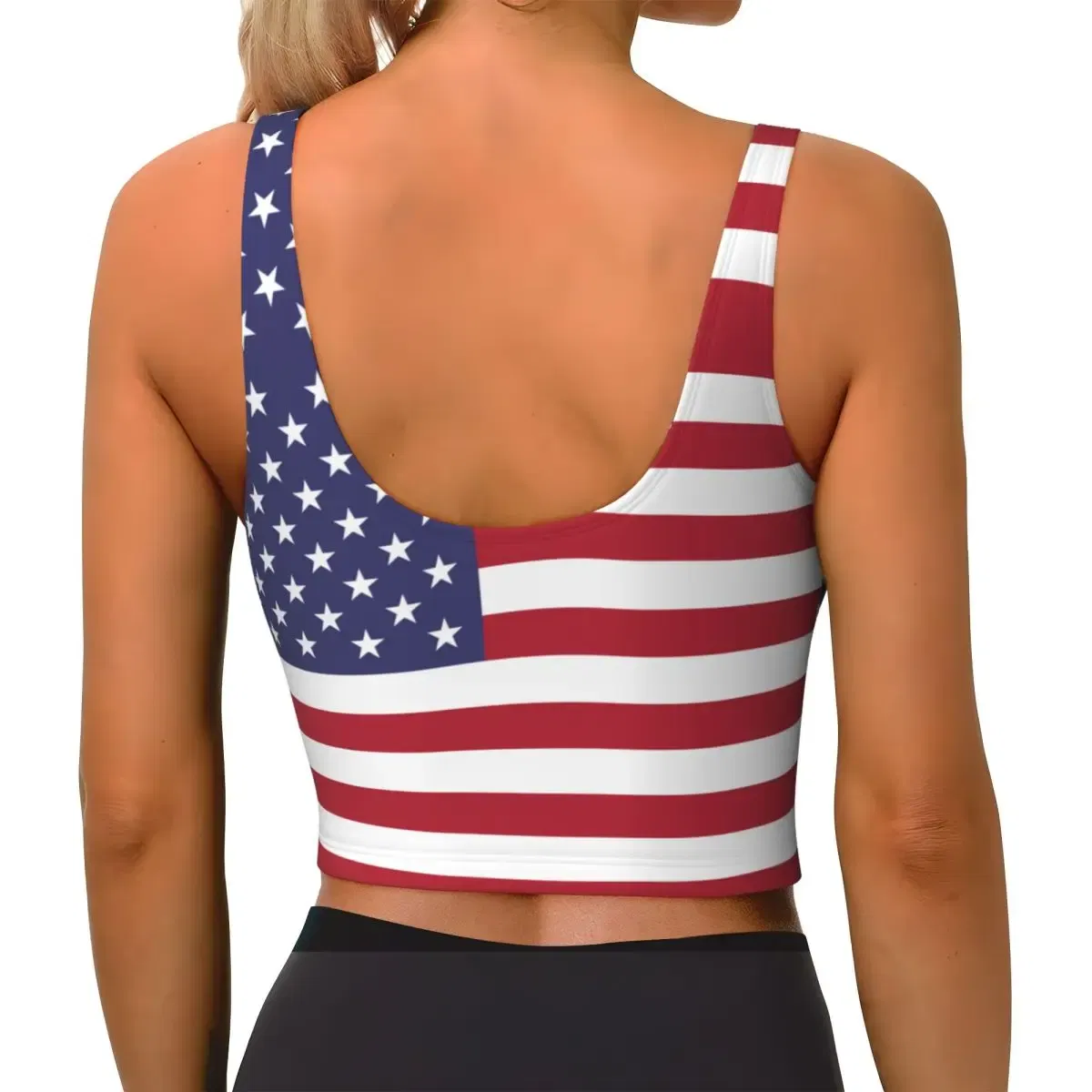 Color: black, Size: L - Jnited States Flag Basic Tops Women Samba Sexy V-Neck Yoga Fitness Sports Tops