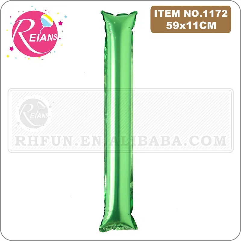 Color: Fluorescence Yellow, Shape: X - 2pcs/lot Inflatable Balloon Stick Clapper Cheer leading Cheering Party Noise Make Aluminum foil multicolor inflatable Balloon