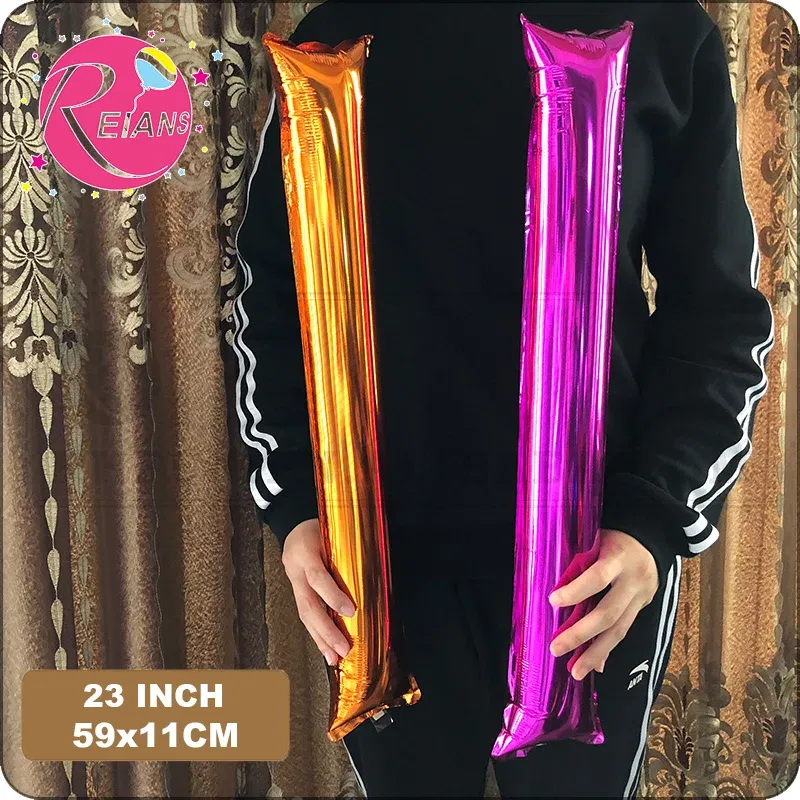 Color: Fluorescence Yellow, Shape: X - 2pcs/lot Inflatable Balloon Stick Clapper Cheer leading Cheering Party Noise Make Aluminum foil multicolor inflatable Balloon