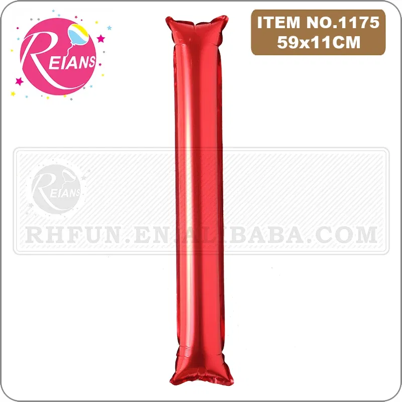 Color: Fluorescence Yellow, Shape: X - 2pcs/lot Inflatable Balloon Stick Clapper Cheer leading Cheering Party Noise Make Aluminum foil multicolor inflatable Balloon