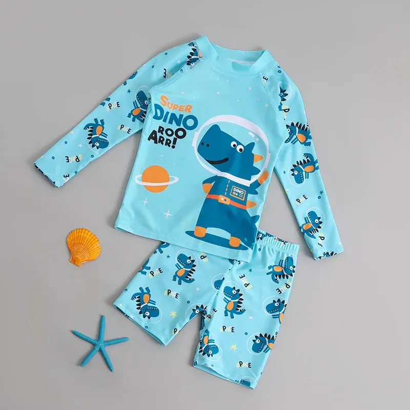 Color: Beige, Kid Size: 18M - Children Swimsuit  Kids Boys Girls Swimwear  Children Surfing Wear  Sunscreen Quick Dry Swimwear Car Cartoon Swimsuit Beach Wear