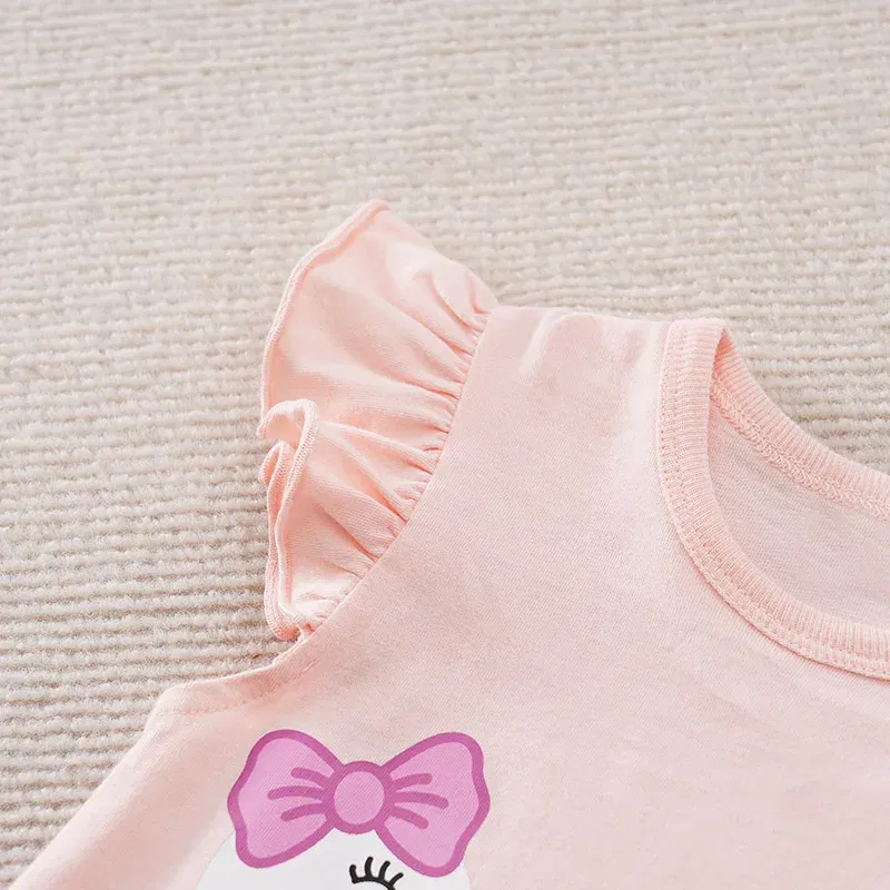 Color: Pink, Kid Size: 3M - Summer Fashion Girl Cute Cartoon Swan Cotton Comfortable Casual Sleeveless Round Neck Baby Bodysuit