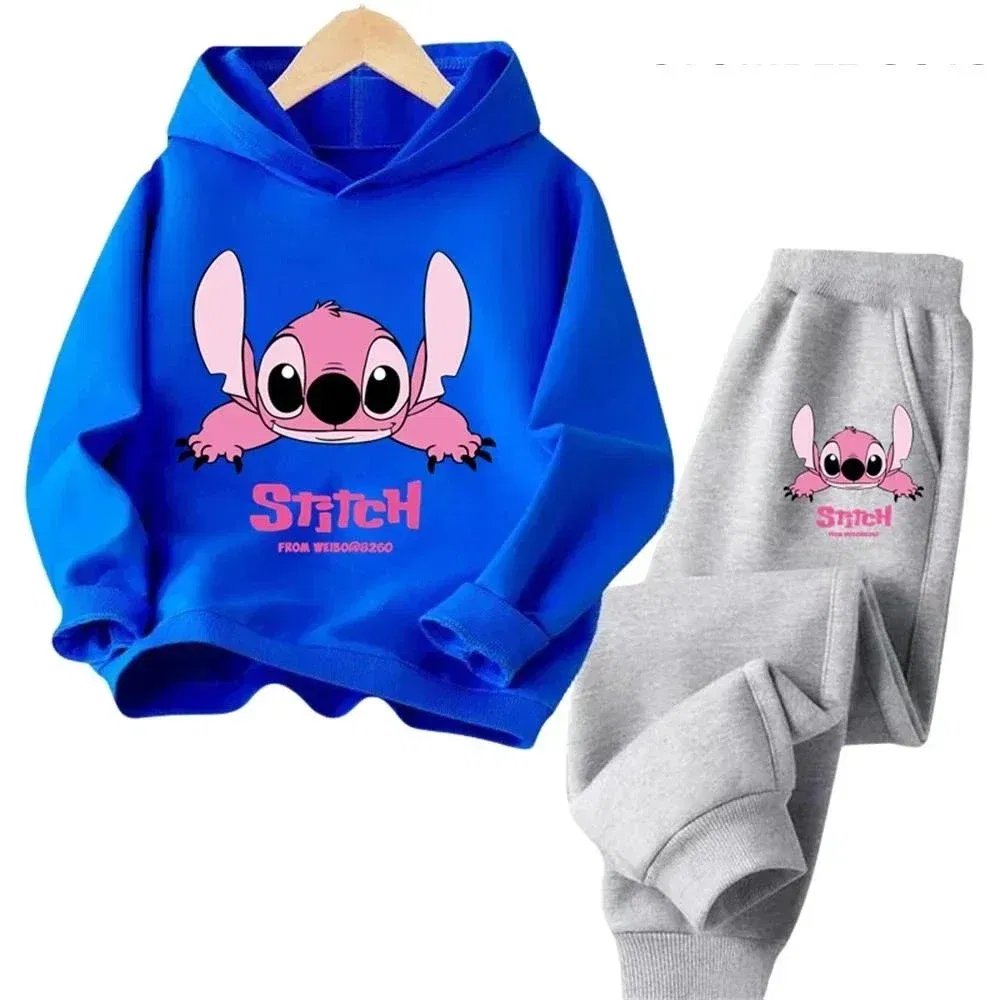 Color: Dark Grey, Kid Size: 4T - Children Hoodies Stitch Kawaii Fashion Pullover Sweatshirt Anime Trucksuit Manga Cartoons Girls Boy Kids Autumn Casual Clothes