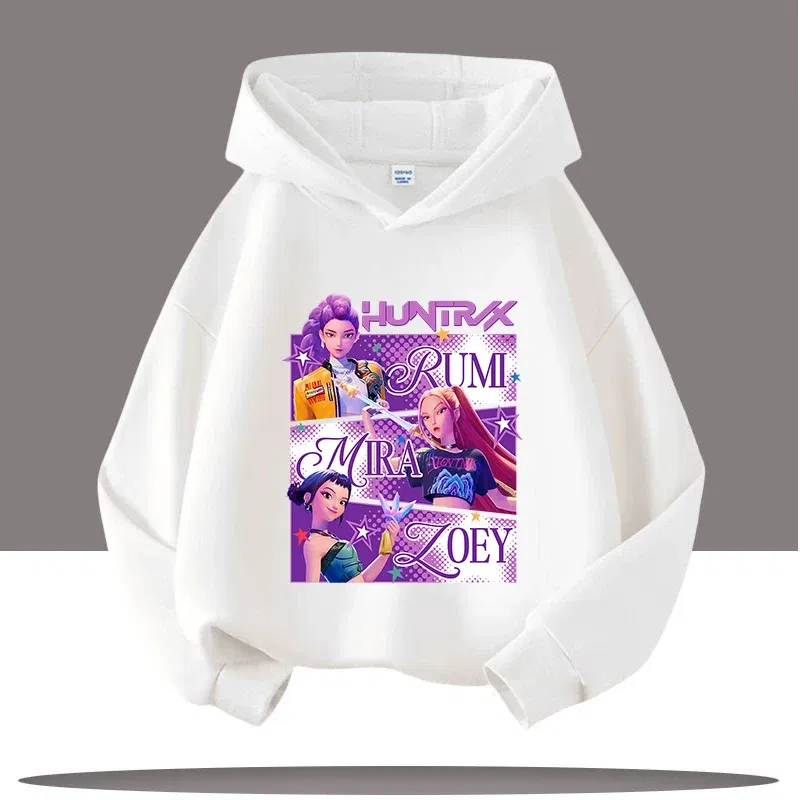 Color: Ivory, Kid Size: 5 - Y2K KPop Demon Hunters Hoodies Teenage Girls Boys Rumi KPop Demon Hunters Hoody Autumn Casual Long Sleeve Children's Clothing