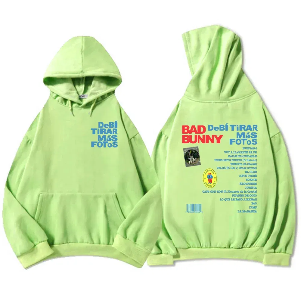 Color: Lavender, Size: L - Unisex Streetwear Bad Bunny DTMF Hoodies 2025 New Album Deb?­ Tirar Más Fotos Printing Sweatshirts Winter Comfortable Male Hoodie