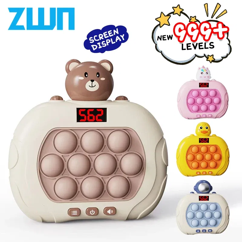 Color: Army Green - 999 Level Electronic Pop Quick Push Bubbles Game Machine Kids Cartoon Fun Squeezing Toys Anti Stress Sensory Bubble Toy Gifts