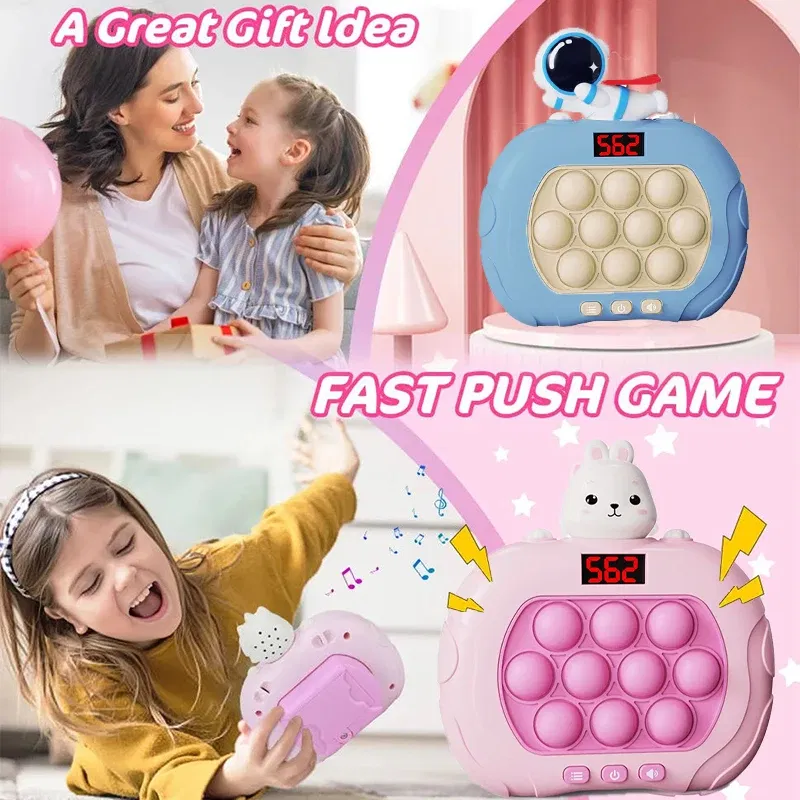 Color: Army Green - 999 Level Electronic Pop Quick Push Bubbles Game Machine Kids Cartoon Fun Squeezing Toys Anti Stress Sensory Bubble Toy Gifts