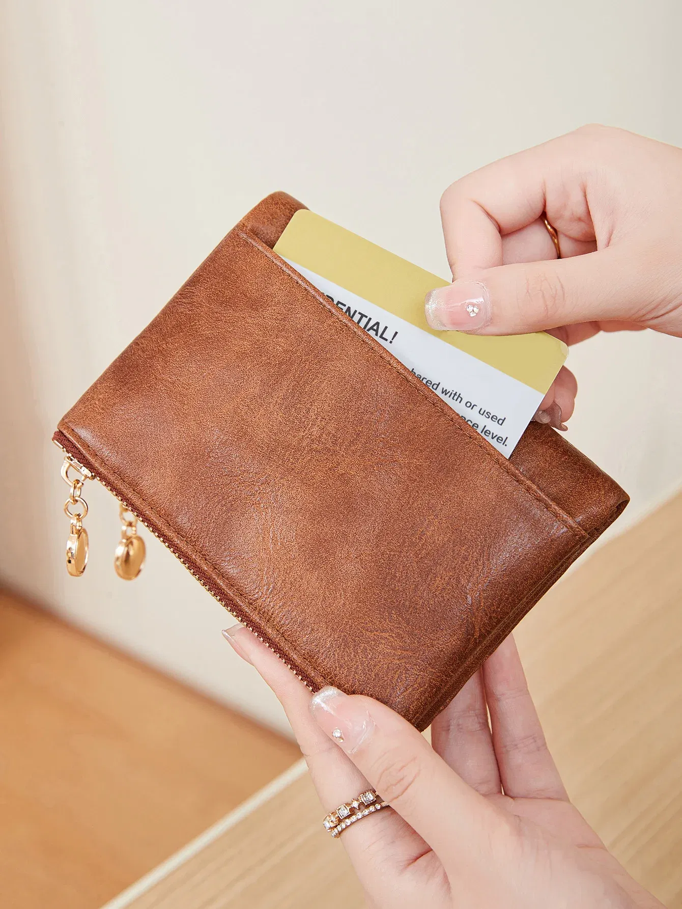 Color: Blue - Minimalist Women's Wallet Short Three Layer Large Capacity Double Zipper Card Holder ID Card Credit Bank Card Holder Money Bag