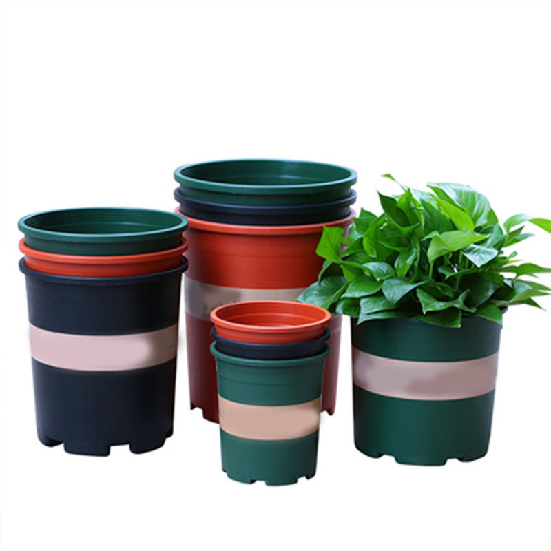 Color: Dark Khaki - Large Round Short Flower Pot Control Root Rose Pot Planting Seedling Thickening Plastic Flower Gallon Pot or Tray Potted Plants
