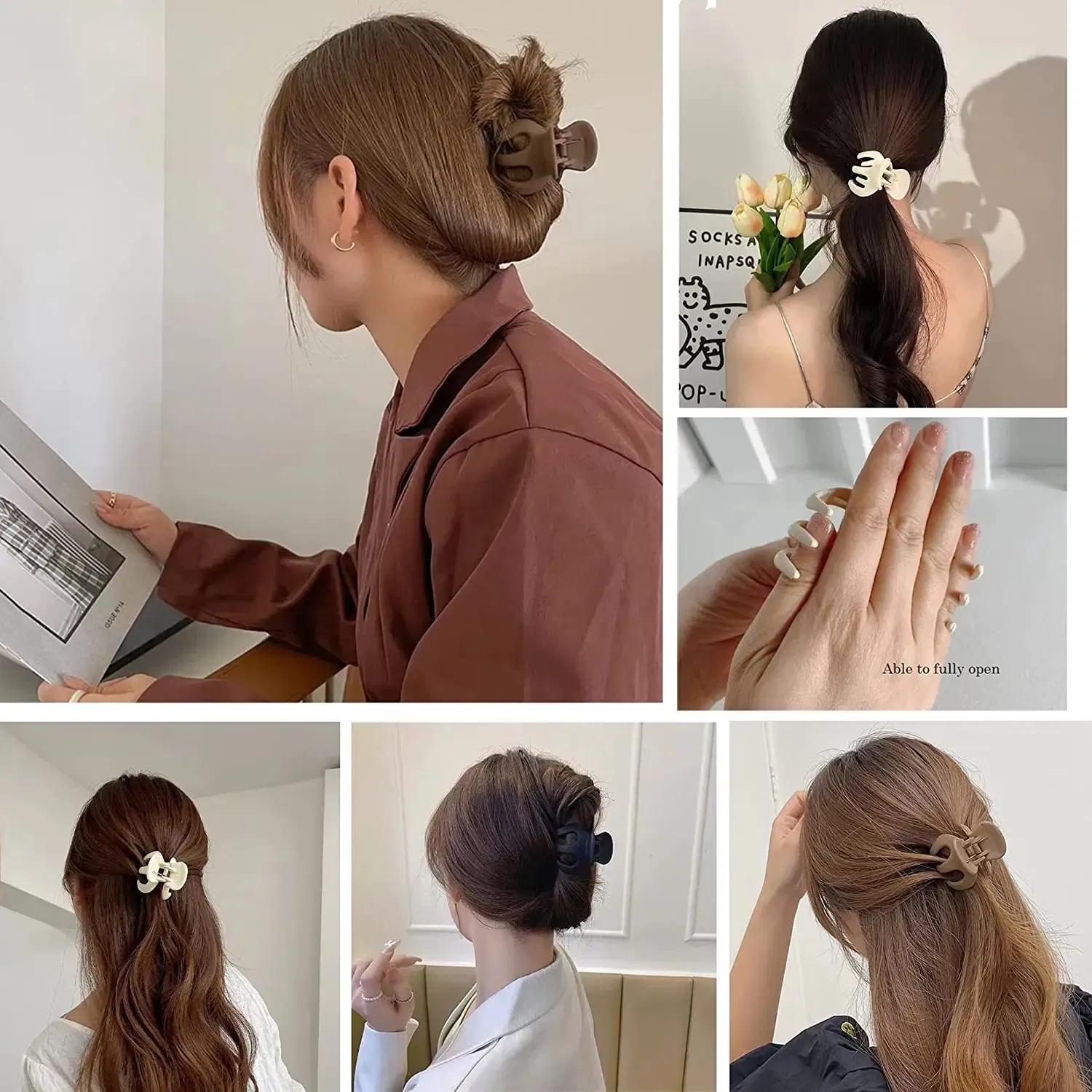 Color: Silver - Korean Fashion Ponytail Hair Claw Clip Black Acrylic Small Hair Claws Women Girls shark Clips Headwear Barrette Hair Accessories