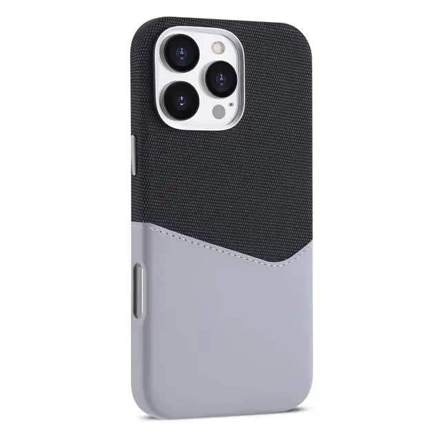 Color: Brown, Material: Denim - Card Holder MagSafe Leather Phone Case For iPhone 14 16 Pro Max 13 15 Pro 12 Pocket Wireless Charging Alloy Lens Hit Color Cover