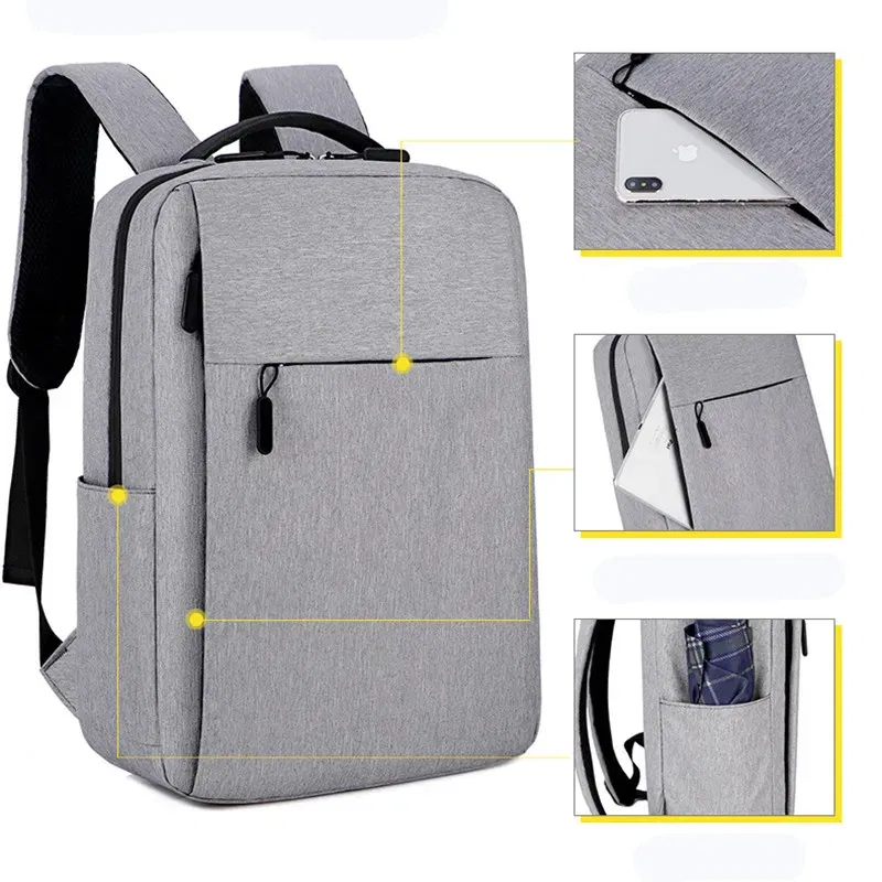 Color: GRAY - 2024 New Leisure Outdoor Sports Backpack Fashion Business Travel 15.6inch Laptop Backpack Waterproof Anti-theft Student Backpack