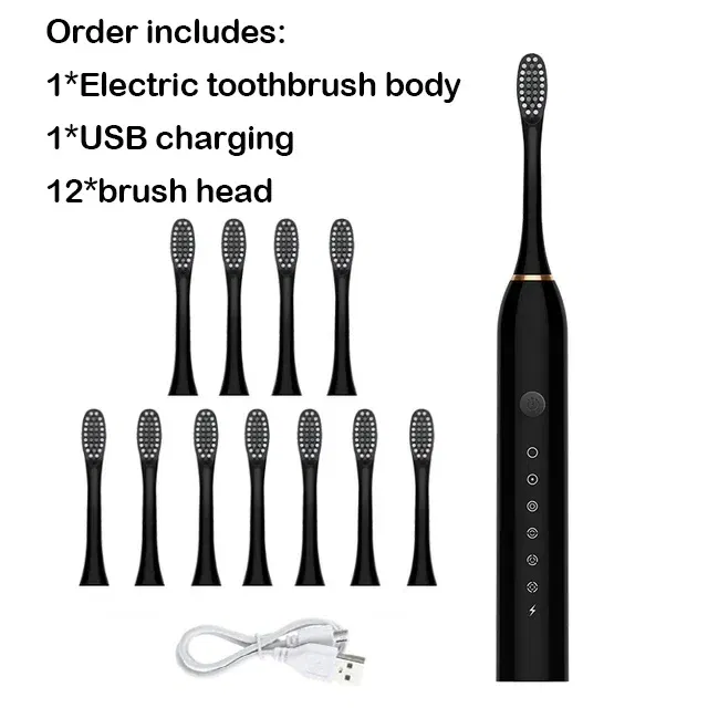 Color: WHITE - Toothink Electric Toothbrush Smart Timing Tooth Brush Rechargeable Teeth Clean Whitening Sonic Toothbrush With Replacement Head