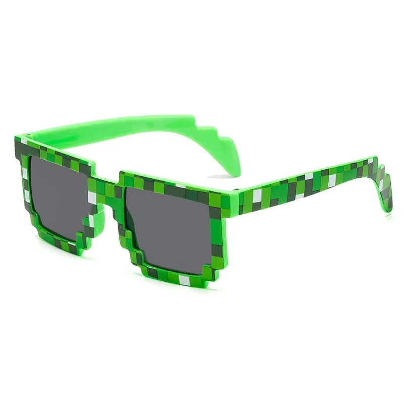 Lenses Color: Red - 2021 New fashion Sun Glasses Hot Sale Sunglasses Creeper Glasses Novelty Mosaic Funny Goggles Boys Girls Pixel Eyewear