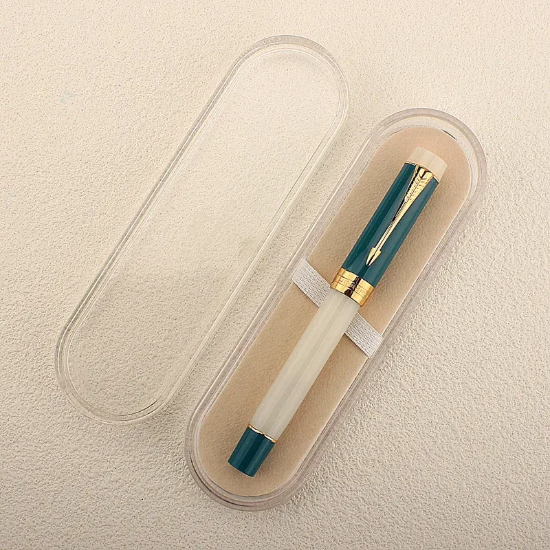 Color: light yellow, Nib Size: MF - JINHAO 100 Centennial Fountain Pen Resin Gold Clip Nib EF F M Students Pens Business Stationery School Office Supplies PK 9019