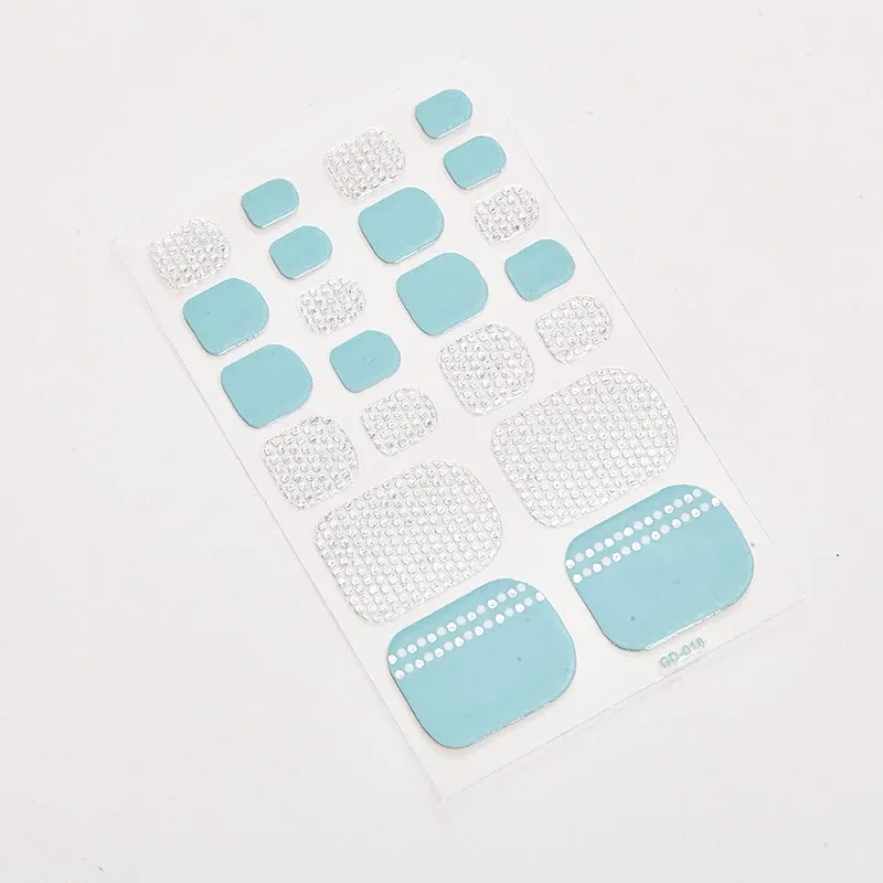 Color: Orange - 22 Tips/Sheet Women Salon Fashion Nail Stickers Designed Full Beauty Full Cover Nail Stickers Novidades Nails Sticker Designer