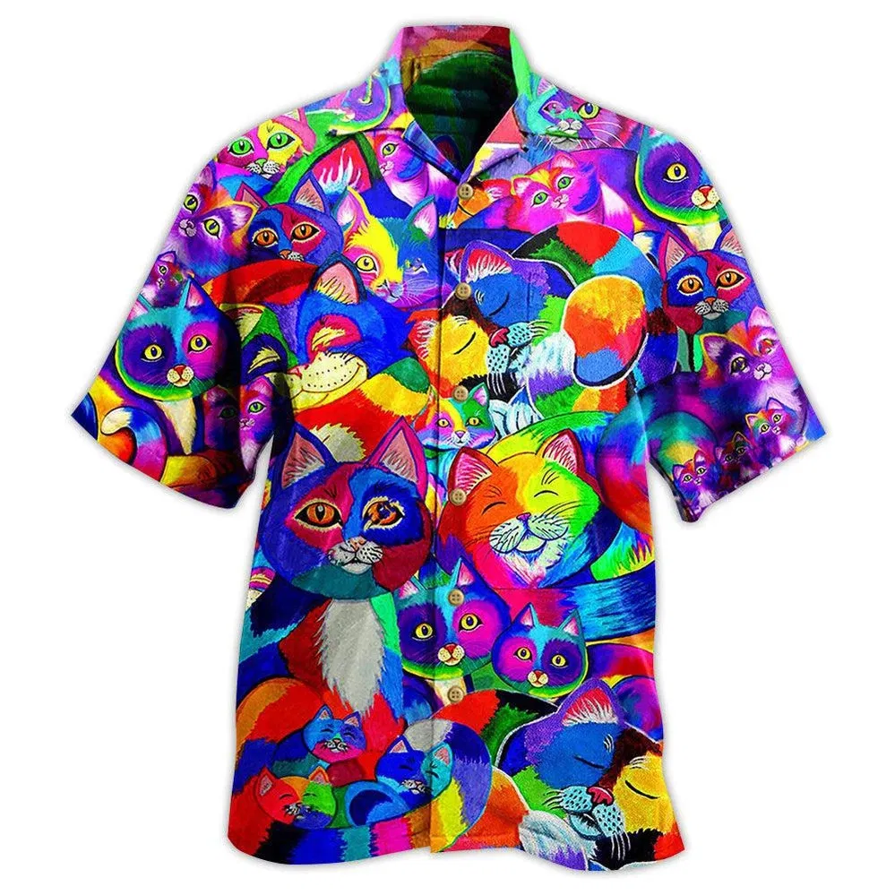 Color: Lavender, Size: S - 2023 Men's Hawaiian Shirts Party Beer Harajuku Oversized Shirt Fashion Printed Short-sleeved Beach Top Tee Men's Clothing Camisa