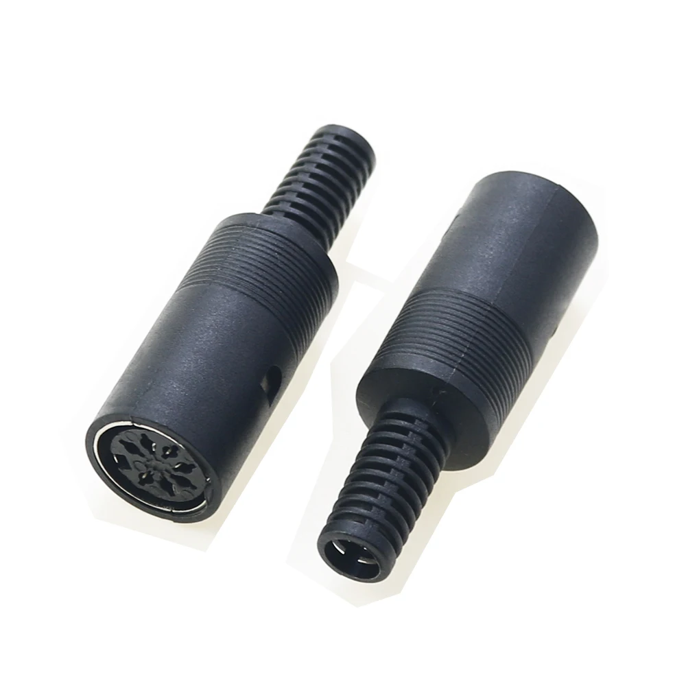 Color: Dark Grey - 5pcs 3P 4P 5P 6P 7P 8Pin DIN Male/Female Plug Jack with Plastic Handle Keyboard Cable Connector Adapter PS2