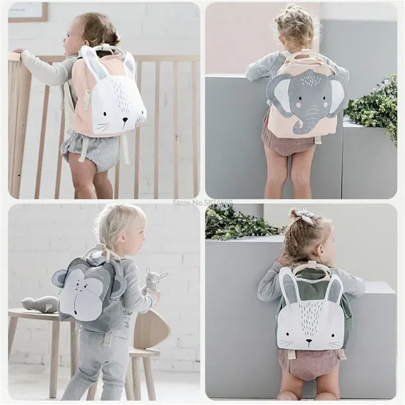 Color: Beige - Children Backpack Toddler Kids School Backpack for Baby Kids Cute School Bag Boy Girl Light Bag Rabbit Butterfly Lion Bag