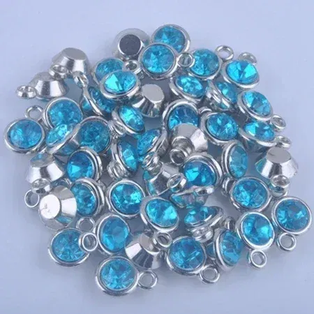 Metal color: Black Zinc Plated - 150pcs/lot mixed Birthstone charms 11mm Acrylic for DIY jewelry