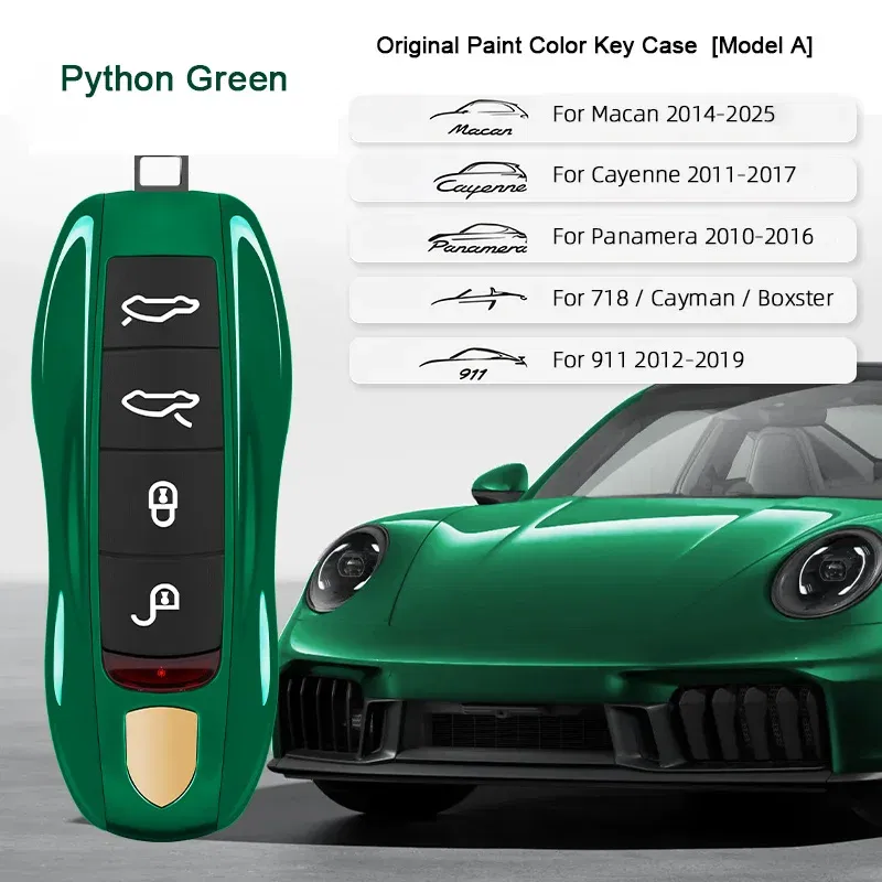 Color Name: army green - For Porsche Cayenne 9ya 9yb Panamera 971 911 Targe Taycan Macan 95b Cayman 718 Boxster 2014-2025 Car Remote Smart Key Case Cover