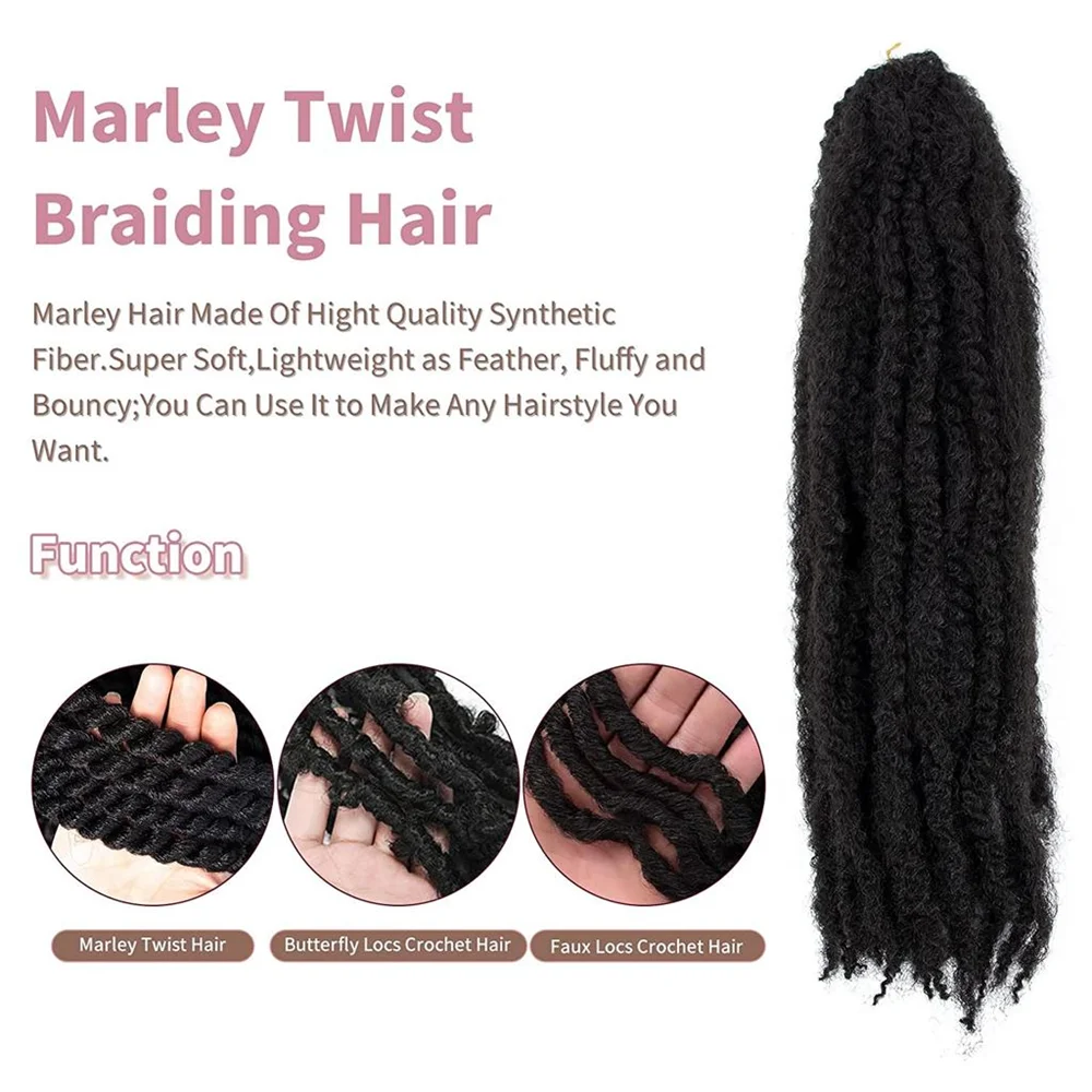 Color: #30, Stretched Length: 18inches, Bulk Buy: 6pcs/lot - 18 Inch Synthetic Marley  Twist Braiding Hair Afro Kinky Curly Crochet Hair for Faux Locs Long Springy Twist Hair Extensions