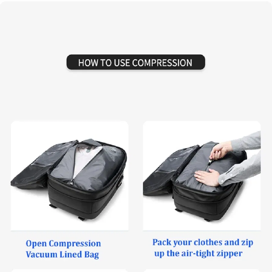 Color: Chocolate - Men Travel Backpack vacuum compression 17 inch Laptop Backpack Business Large Capacity school Backpack Expanded Hiking backpack