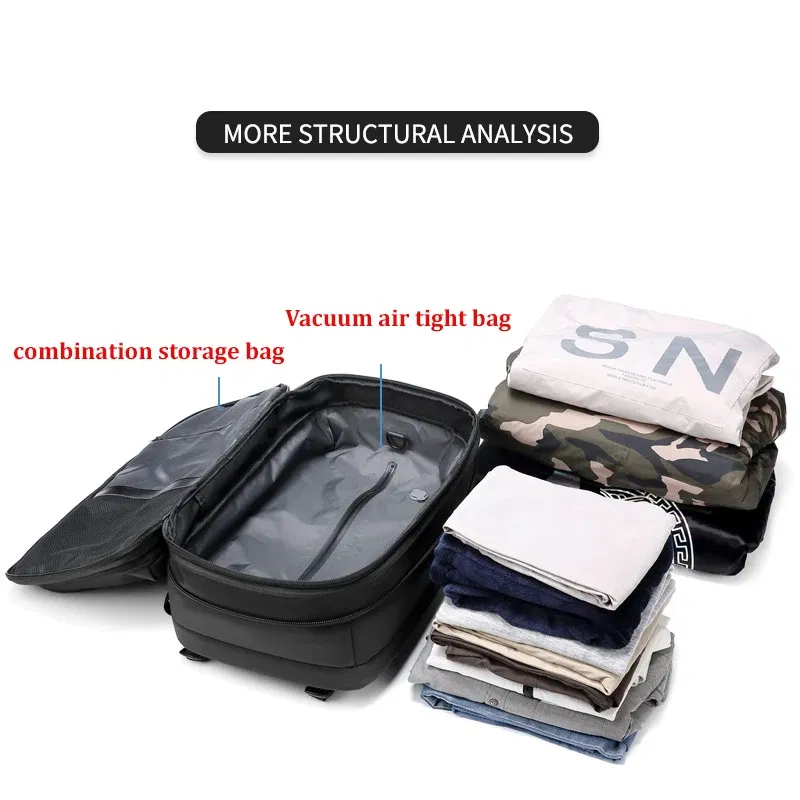 Color: Chocolate - Men Travel Backpack vacuum compression 17 inch Laptop Backpack Business Large Capacity school Backpack Expanded Hiking backpack