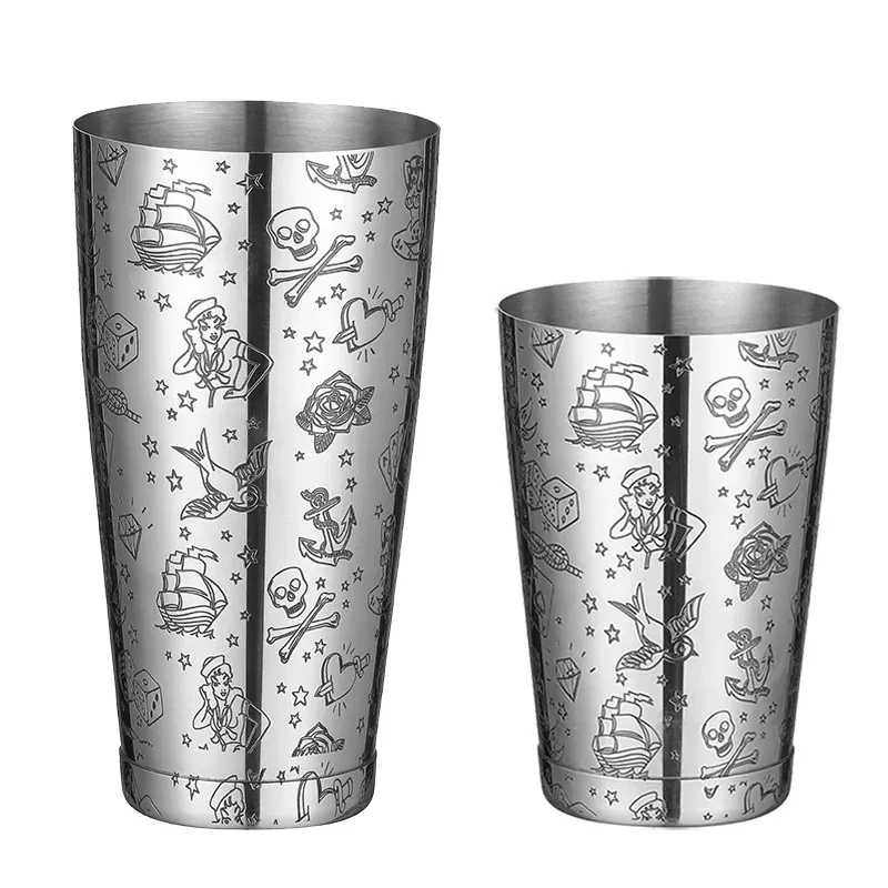 Color: MAROON - Stainless Steel Boston Shaker Bar Shaker with different Surface Finish -2 Piece Cocktail Shaker, 15-Ounce and 25-Ounce