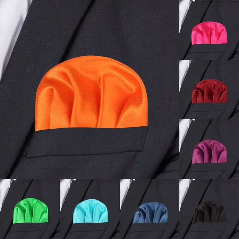 Color: MULTI - Fashion Solid Silk Satin Handkerchief Candy Color Suits Pocket Square For Men Business Chest Towel Hanky Suit Napkin Hankies