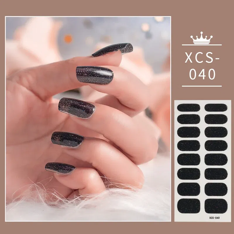 Color: WHITE - Rose Red Shiny Twinkle Full Cover Nail Stickers Sticker For Nails Self Adhesive Nail Sticker Fashion Nail Stickers Beauty