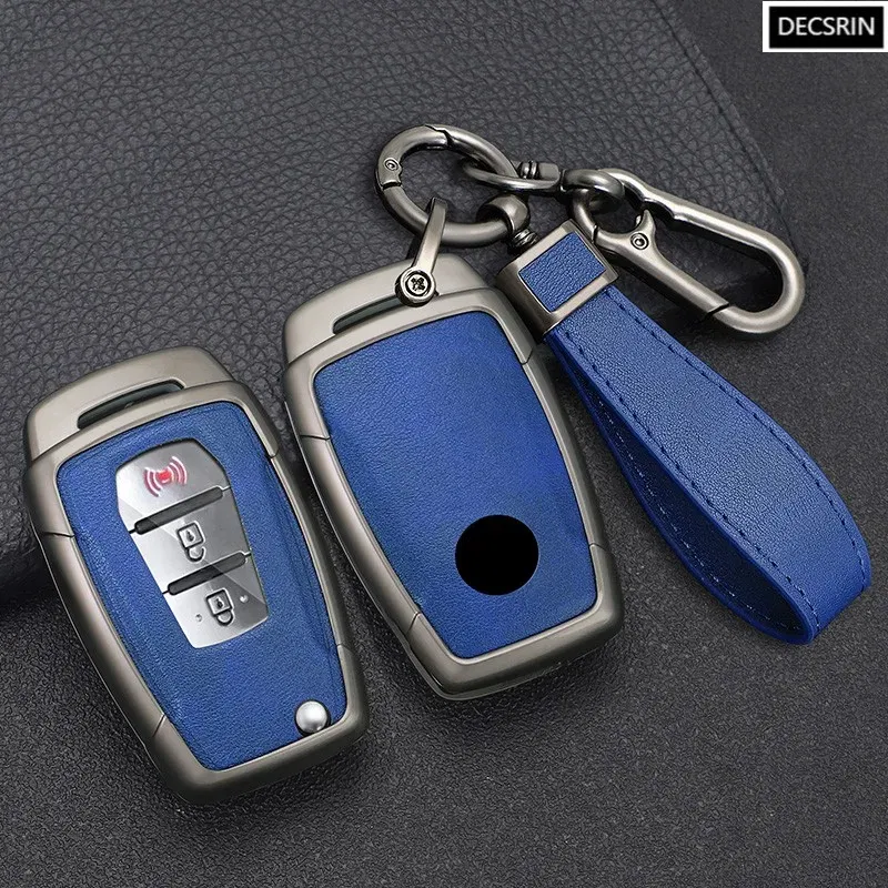 Color Name: GRAY - Zinc Alloy+ Leather Car Flip Key Case Cover Shell Fob For SsangYong Kyron 2 Sanka Actyon Korando Tivoli Protective Accessories