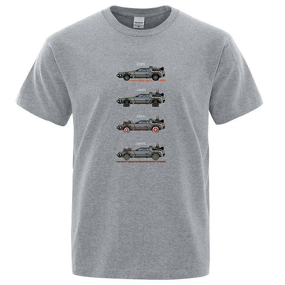 Color: Beige, Size: M - Retro Style Back To The Future Print Funny Tshirts Men Women Cotton T-Shirts Oversized Loose Tee Clothes Harajuku O-Neck Tops