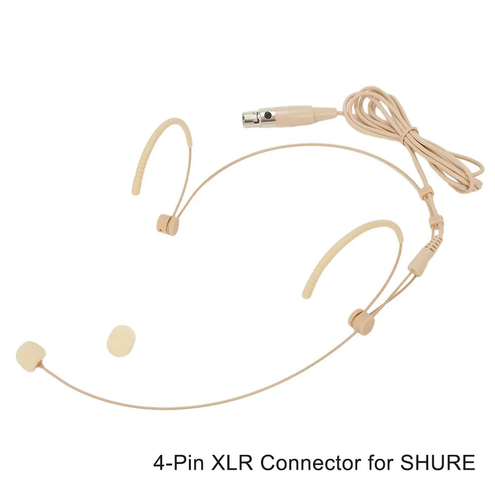 Color: Red, Ships From: CHINA - Beige Headworn Microphone with Smooth Steel Ear Hang Perfect for Houses of Worship and Minimum Visibility Applications