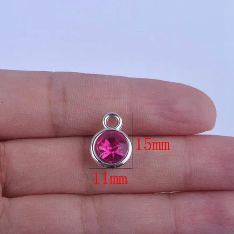 Metal color: Silver Plated - 150pcs/lot mixed Birthstone charms 11mm Acrylic for DIY jewelry