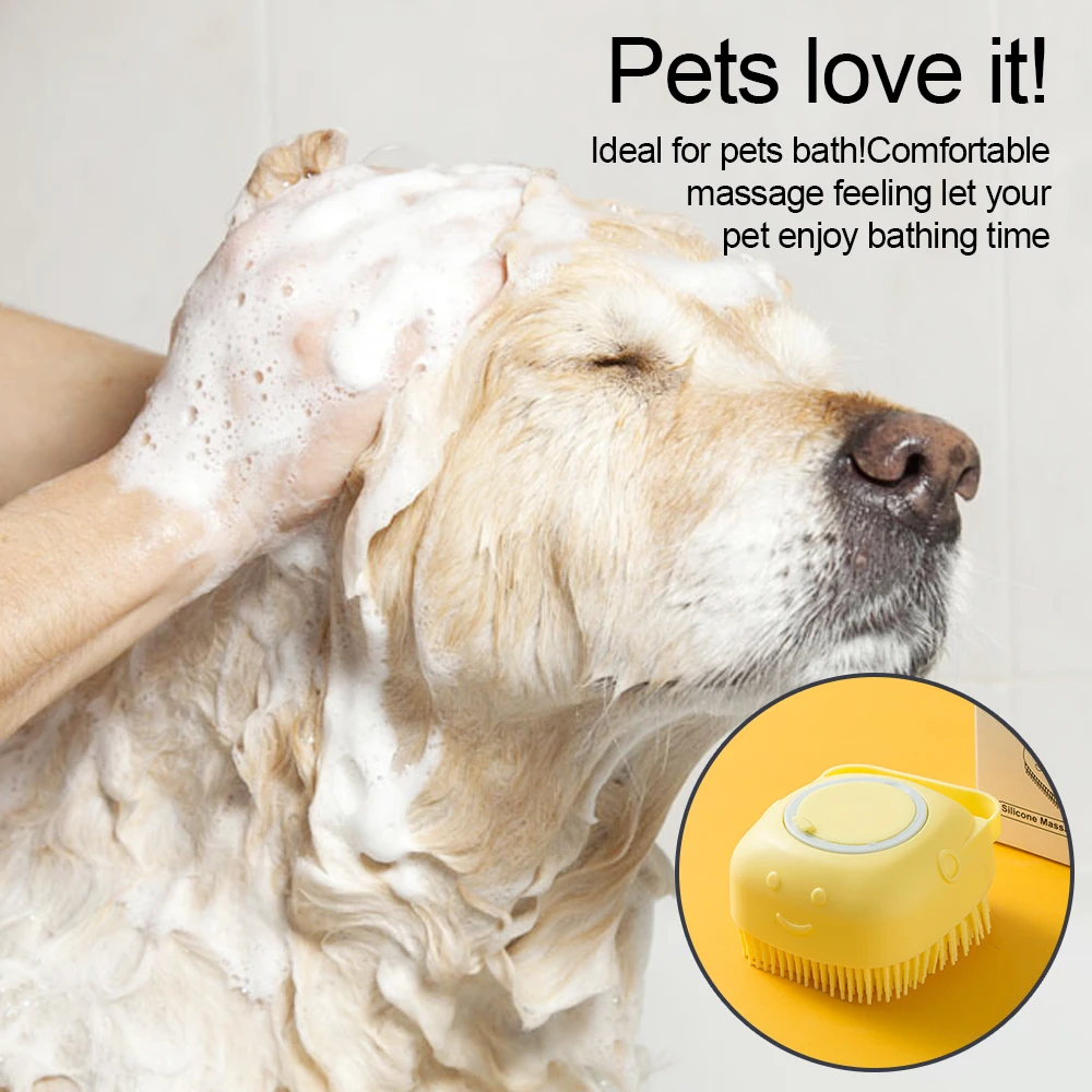 Color: Black - Pet Dog Shampoo Brush Cat Massage Comb Grooming Scrubber Brush for Bathing Soft Silicone Rubber Brushes Pet Shampoo Massager