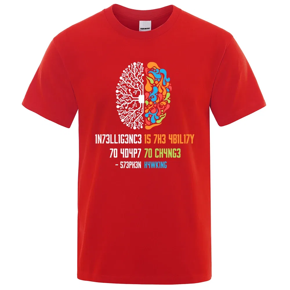 Color: GRAY, Size: XXL - Intelligence Is The Ability To Adapt To Change Tops Men Women Shirt Loose Clothing Loose Cotton Oversize Tshirt Hip Hop Tops