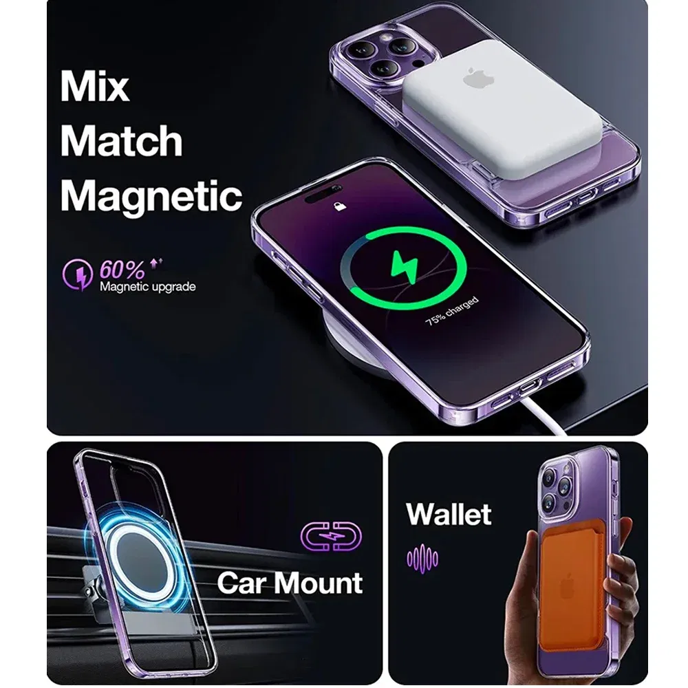 Color: Clear, Material: ABS - Transparent Magnetic for Magsafe Wireless Charge Phone Case for Google Pixel 9 8 Pro XL 7 7A Shockproof Clear Anti-fall Cover