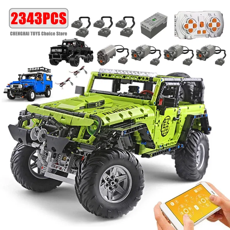 Color: army green - Technical Car APP Remote Control Motor Power SUV Series Building Blocks Bricks MOC Off-road Vehicle Model Sets Boy Toys Kid Gift