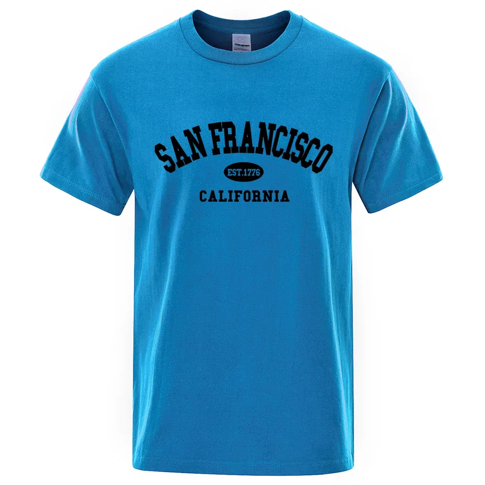 Color: green, Size: XXXL - Sanfrancisco Est.1776 California Letter T-Shirts Men Fashion Oversized Tops Summer Tshirt Loose Designer Luxury Tee Clothing