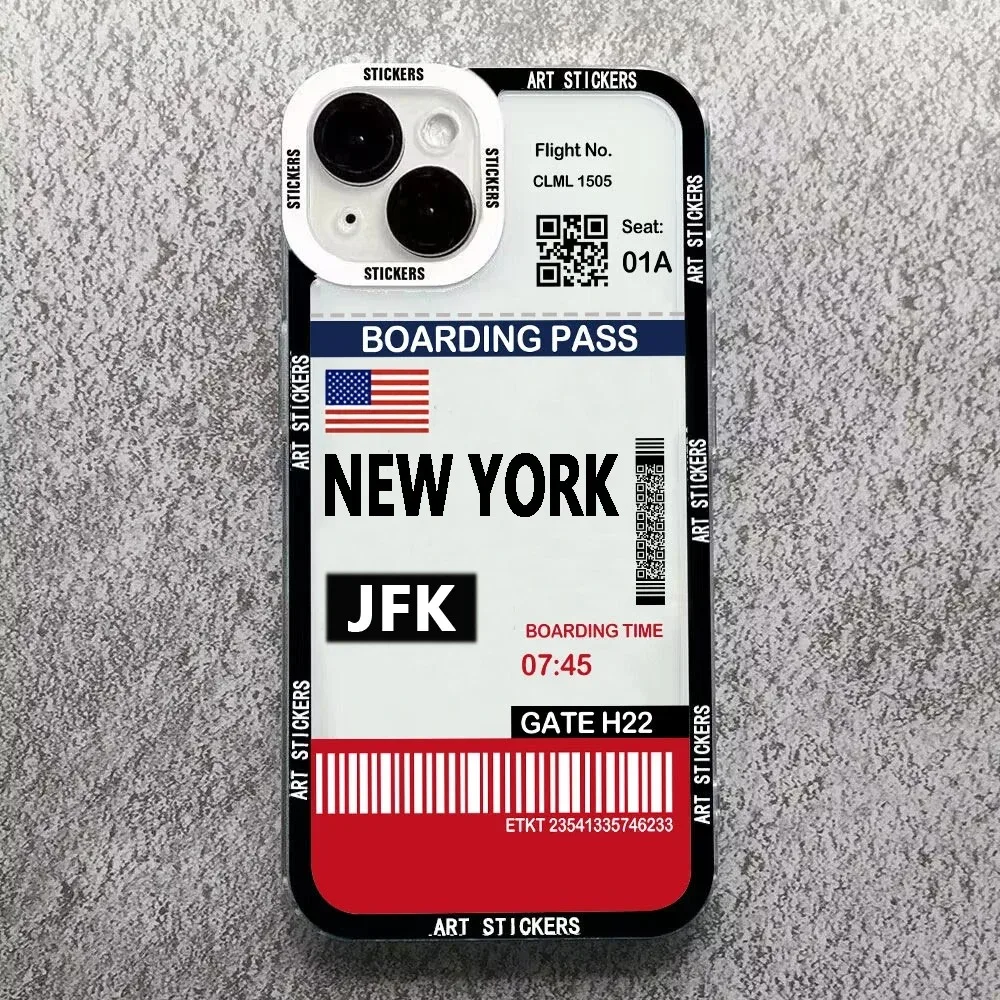 Color: Beige, Material: EVA - World City Travel Ticket Label Phone Case For Samsung Galaxy S10 S20 S21 S22 S23 S24 FE Plus Ultra Note 20 New York Paris