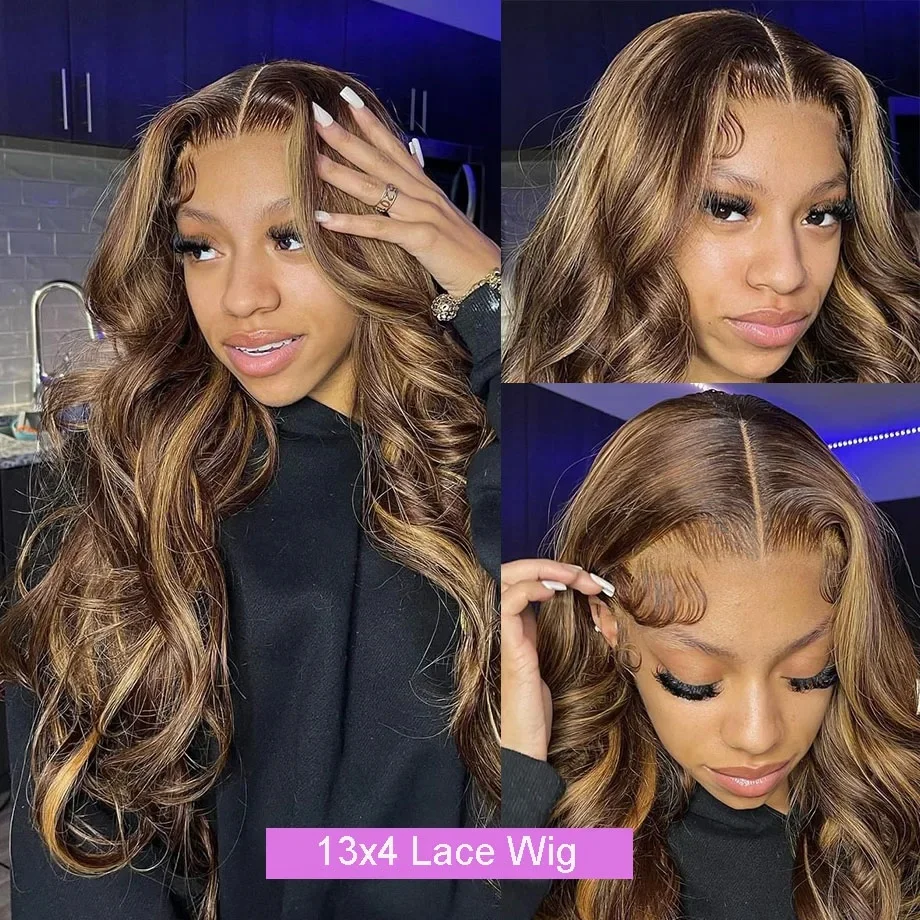 Stretched Length: 24inches, Hair Color: #16, Density: 200%, Ships From: CHINA - Highlight Wig Human Hair P4/27 Body Wave Wigs Highlight 13x6 Hd Lace Frontal Wig Human Hair 13x4 Hd Lace Front Human Hair Wigs
