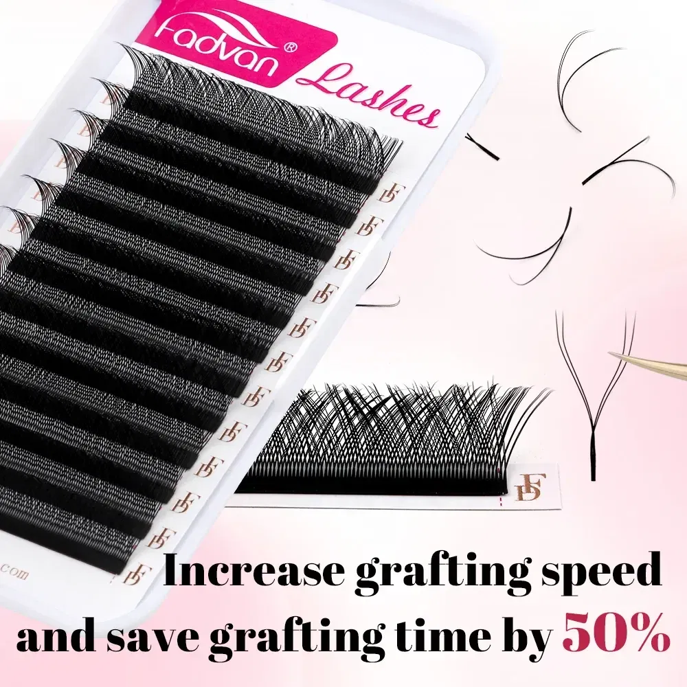 Thickness: 0.07mm, Curl: D, Length: 14mm - FADVAN YY Shape Lashes 2D 0.07 Faux Mink C/D/8-14mm Natural Soft Brazilian Eyelash Premade Volume Fan Lashes Extension