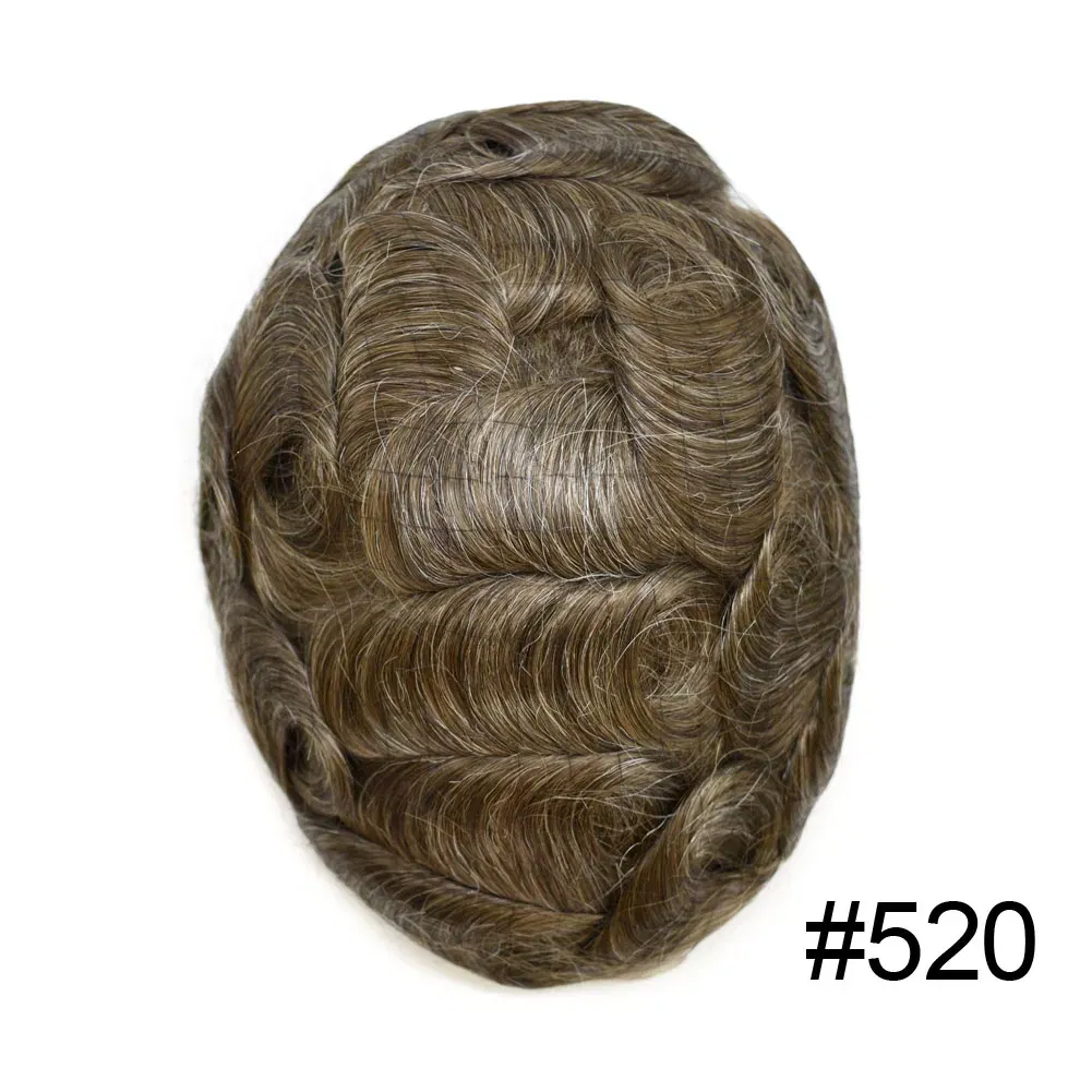 Toupee Color: 520#, Toupee Density: 90%, Length: 6 inches, Ships From: CHINA, Toupee Size: 8x10 - Men Toupee Hair Systems Ultra Thin Skin 0.06MM V-LOOP Capillary Prosthesis Invisible Hairline Real Human HairPieces Hair Units