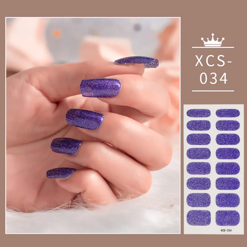 Color: Rust Red - Rose Red Shiny Twinkle Full Cover Nail Stickers Sticker For Nails Self Adhesive Nail Sticker Fashion Nail Stickers Beauty