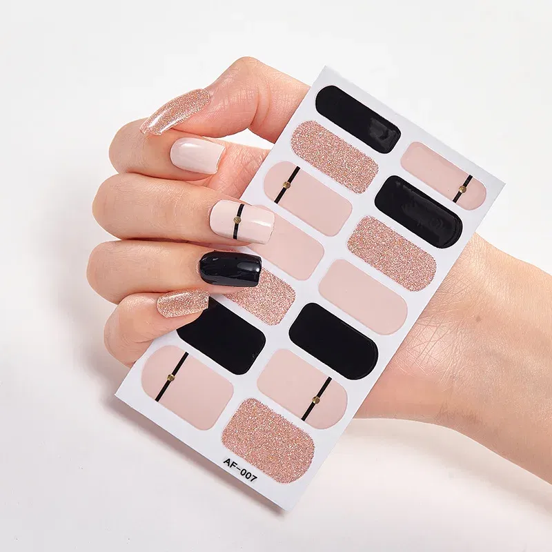 Color: Lightblue - Patterned Nail Stickers Wholesale Supplise Nail Strips for Women Girls Full Beauty High Quality Stickers for Nails