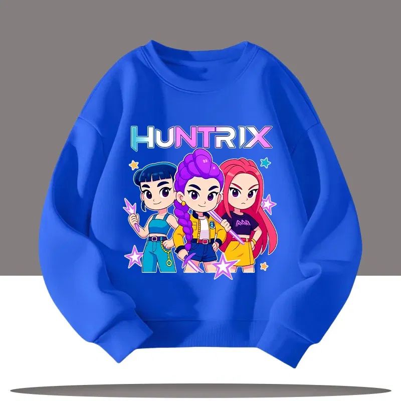 Color: Lavender, Kid Size: 7 - Children's Clothing K-pop Demon Hunters Cartoon Print 3-12 Year Old New Style Kids Round-neck Sport Shirt Cute Girl Casual Top