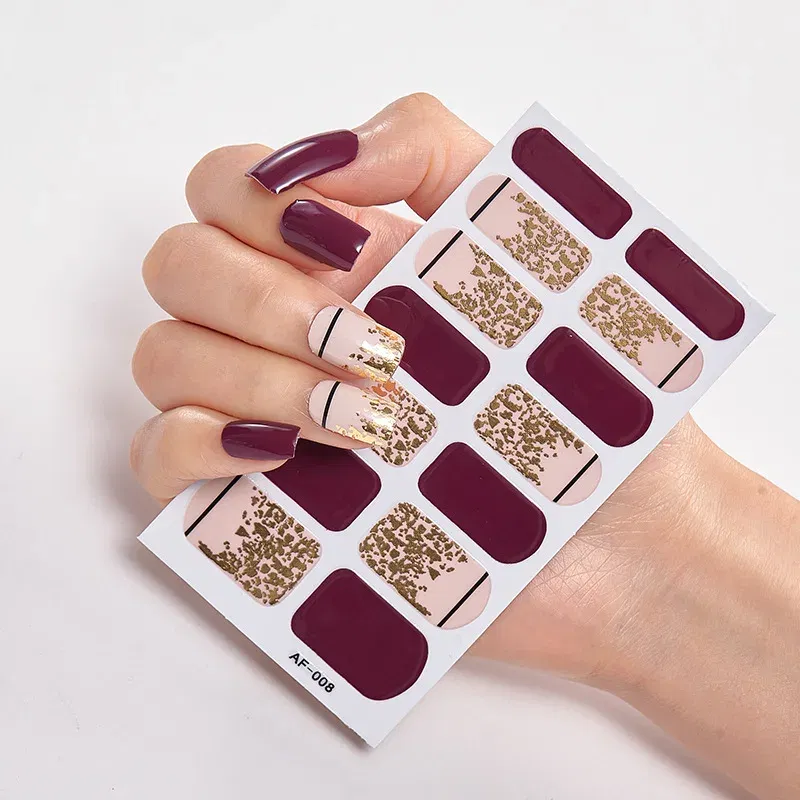 Color: Titanium - Solid Colors And Creative Nail Art Decals Plain Stickers Minimalist Design Self Adhesive Designed Nail Tape Nail Strips
