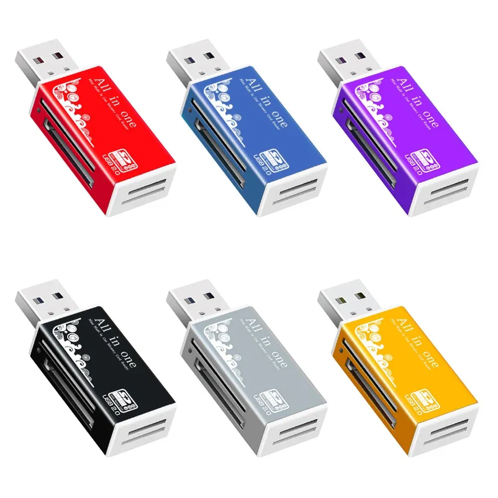 Color: Gold - Multifunctional USB 2.0 Micro-SD/TF/CT/MS/SDHC/MMC Memory Card Reader Adapter